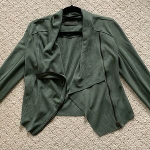 Army green microsuede moto jacket